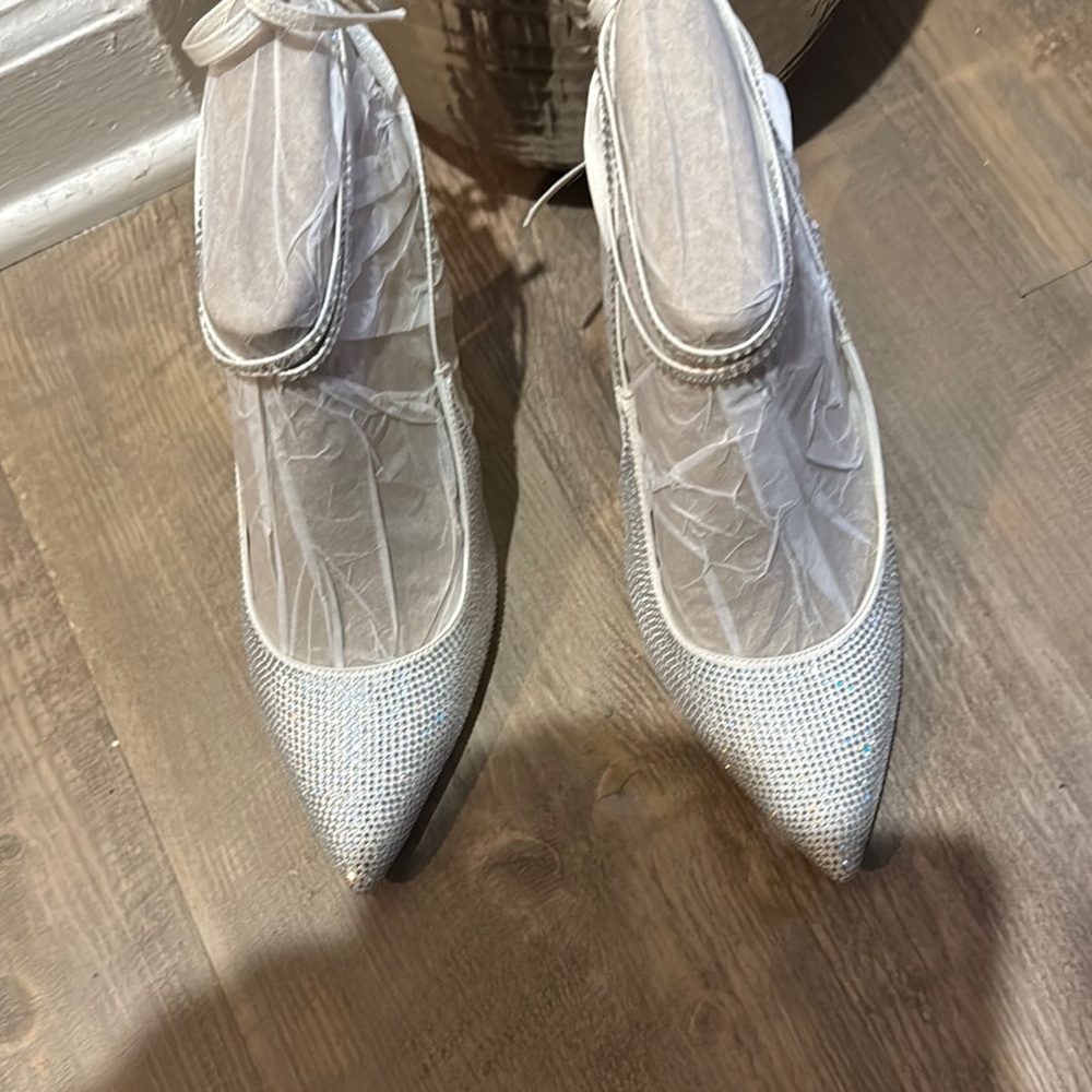 Gianni Bini White Stiletto Heels with Ankle Wrap